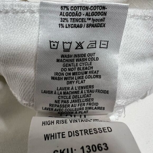 DL1961 White Patti Straight Leg High Waist Distressed Jeans Size 32 - Picture 6 of 13